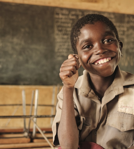 Boy in school in Zimbabwe